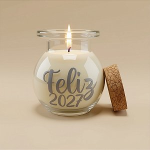 Vela Aromática de Ano Novo - Feliz 2027 - Cinza - 50g - 1 unidade - Rizzo