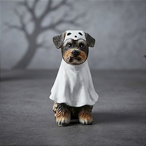 Enfeite Decorativo de Halloween em Resina - Cachorro Fantasma - 10x6x7cm - 1 unidade - Cromus - Rizzo
