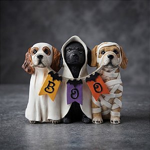 Enfeite Decorativo de Halloween em Resina - Dogs Boo - 12x15x8cm - 1 unidade - Cromus - Rizzo
