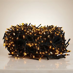 Cordão de LED Luz Âmbar com Fio Verde 1500 Leds - 60m Bivolt - 1 unidade - Cromus - Rizzo