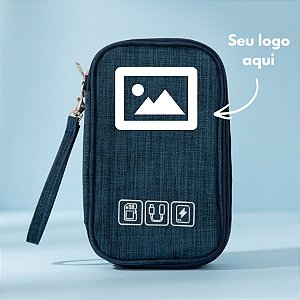 Necessaire Organizadora Porta Cabos Personalize com Logo - Azul - 19x12x3,5cm - 1 unidade - Rizzo