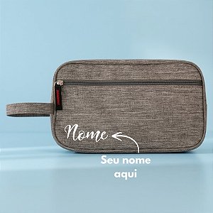 Necessaire Masculina Personalizado com Nome - Cinza - 25,5x9,5x15,5cm - 1 unidade - Rizzo