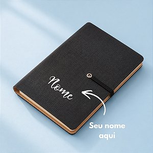 Mini Caderno Capa Mole com Sticky Notes Personalizado com Nome - Preto - 14,3x10cm - 1 unidade - Rizzo