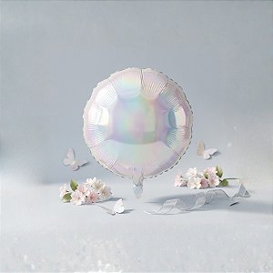 Balão de Festa 10" Microfoil - Redondo Holográfico Espelhado 4D - 25cm - 1 unidade - Rizzo