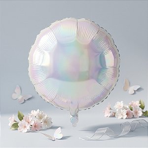 Balão de Festa 18" Microfoil - Redondo Holográfico Espelhado 2D - 45cm - 1 unidade - Rizzo