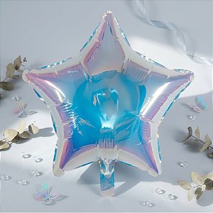 Balão de Festa 18" Microfoil - Estrela Holográfico Espelhado 2D - 45cm - 1 unidade - Rizzo