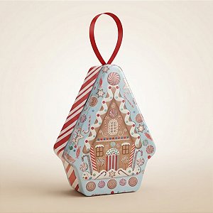 Lata de Natal de Metal para Pendurar - Casa de Doces - 10x13,5x4cm - 1 unidade - Rizzo