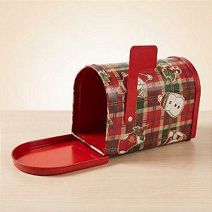 Lata de Natal de Metal - Caixa de Correio Xadrez Natalino - 13,5x10x8cm - 1 unidade - Rizzo