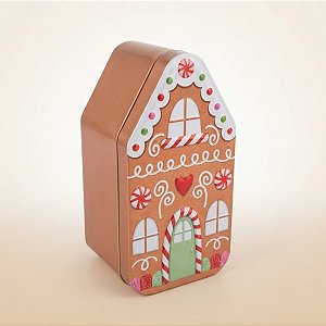 Lata de Natal de Metal - Casa de Doces com Coração - 6x12,5x6cm - 1 unidade - Rizzo