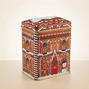 Lata de Natal de Metal - Casa de Doces - 10,5x15x6,5cm - 1 unidade - Rizzo