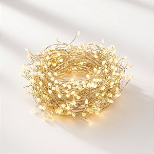 Cordão de LED Luz Branco Quente com Fio Incolor 500 Leds - 3m Bivolt - 1 unidade - Cromus - Rizzo