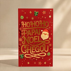 Cartão de Natal 3D - Ho Ho Ho - Vermelho e Dourado - 21,5cm - 1 unidade - Rizzo