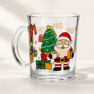 Caneca de Vidro de Natal - Ho Ho Ho - 330mL - 1 unidade - Rizzo