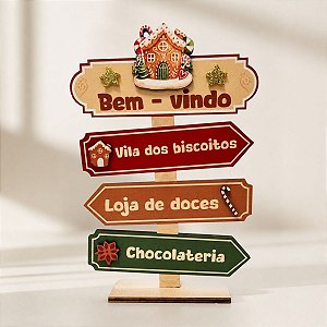 Plaquinha de Natal MDF - Gingerbread Family - 18 cm - 1 unidade - Rizzo