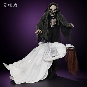 Enfeite Decorativo de Halloween Com Som, Luz e Movimento - Caveira Stefanno - 1,75m - 1 unidade - Cromus - Rizzo