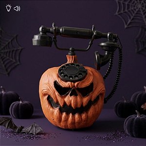 Enfeite Decorativo De Halloween Com Som e Luz - Telefone Abóbora - 28,5x24x16cm - 1 unidade - Cromus - Rizzo