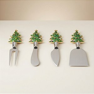 Kit Talheres para Queijo de Natal – Árvore de Natal – 14 cm - 4 unidades - Rizzo