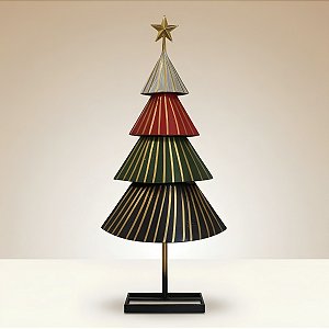 Árvore de Natal de Ferro - Pinheiro Branco, Verde, Vermelho e Preto - 29x66x14cm - 1 unidade - Rizzo