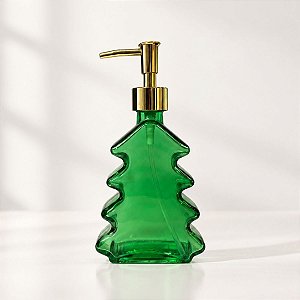 Porta Sabonete Líquido de Natal - Árvore - Verde Translúcido - 20,5x10,3x4,3cm - 1 unidade - Rizzo