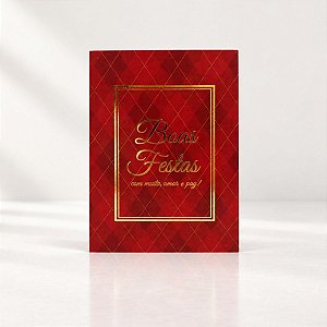 Cartão de Natal - Boas Festas - Vermelho e Dourado - 9,5x13,7cm - 1 unidade - Rizzo