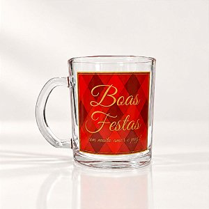 Caneca de Vidro de Natal - Boas Festas - 330mL - 1 unidade - Rizzo