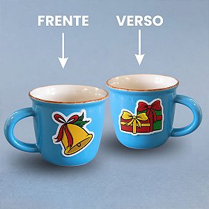 Caneca de Porcelana Personalizado Natal - Azul - 70ml - 1 unidade - Rizzo