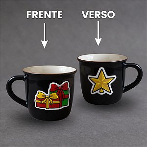 Caneca de Porcelana Personalizado Natal - Preto - 70ml - 1 unidade - Rizzo