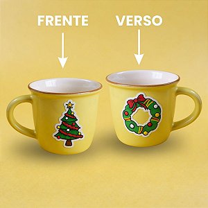 Caneca de Porcelana Personalizado Natal -  Amarelo - 70ml - 1 unidade - Rizzo