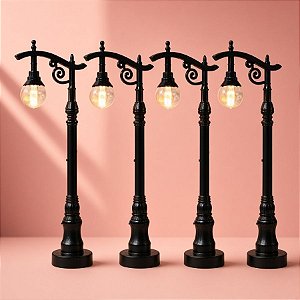 Enfeite Decorativo De Natal - Mini Poste com Luz - 10x8,5cm - 4 unidades - Cromus - Rizzo