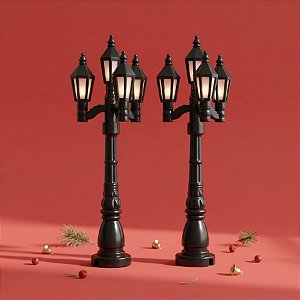 Enfeite Decorativo De Natal - Mini Poste com Luz - 12,5x8cm - 2 unidades - Cromus - Rizzo