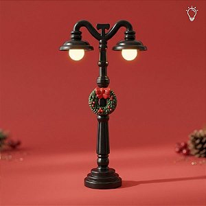 Enfeite Decorativo De Natal - Mini Poste com Guirlanda com Luz - 12x6,5cm  - 1 unidade - Cromus - Rizzo