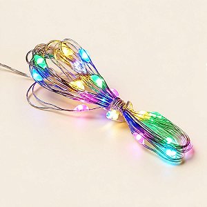 Cordão de Led Fio de Fada - Colorido - 5m - Uso com 3 Pilhas AA  - 1 unidade - Rizzo
