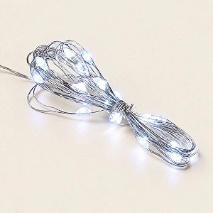Cordão de Led Fio de Fada - Branco Frio - 5m - Uso com 3 Pilhas AA - 1 unidade - Rizzo