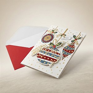 Cartão de Natal Musical Decorado - Bola de Natal - 14,5x20cm - 1 unidade - Rizzo