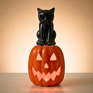 Enfeite Decorativo De Halloween com Luz - Telefone Abóbora - Gato e Abóbora - 15x37x12cm - 1 unidade - Rizzo