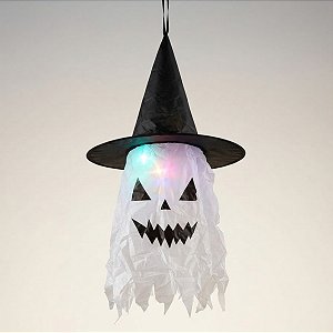 Enfeite Decorativo de Halloween com Led - Fantasma com Chapéu - 38x62x38cm - 1 unidade - Rizzo