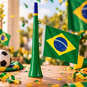 Corneta Brasil Copa do Mundo com Bandeira - 35cm - 1 unidade - Rizzo