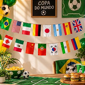 Varal Bandeira de Países - Copa do Mundo - 8m - 1 unidade - Rizzo