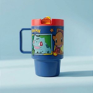 Copo Tumbler Infantil com Tampa e Canudo - Pokemon - 530ml - 1 unidade - Zonacriativa - Rizzo