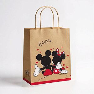 Sacola de Papel - Romântica Mickey e Minnie - G 32x26,5x13 - 10 unidades - Disney Original - Rizzo