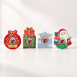Cartão com Blister para 1 Doce - Natal - Sortido - 4,5cm - 10 unidades - Cromus - Rizzo
