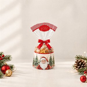 Saco Transparente Para Panetone 100g - Natal Afetivo Vermelho - 13,5x22,5cm - 50 unidades - Cromus - Rizzo