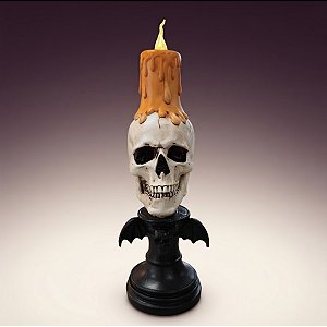 Vela Decorativa Com Led Halloween - Caveira - 32x11x11cm - 1 unidade - Cromus - Rizzo