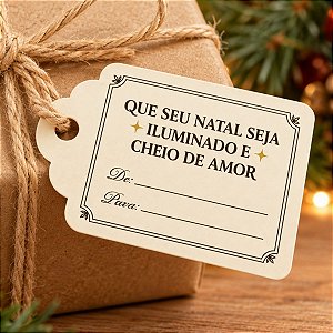 Tag De/Para Decorativa de Natal com Sisal - Que Seu Natal Seja Iluminado - Ref.2565 - 10 unidades - Stickr - Rizzo