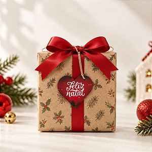 Tag Decorativa de Natal com Sisal - Coração Feliz natal - 5x6cm - 10 unidades - Rizzo