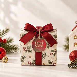 Tag Redonda Decorativa de Natal com Sisal - Feliz Natal - Vermelho - 5x5cm - 10 unidades - Rizzo