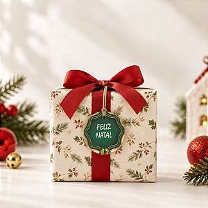 Tag Redonda Decorativa de Natal com Sisal - Feliz Natal Guirlanda - Verde - 5x5cm - 10 unidades - Rizzo