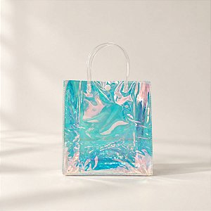Sacola Nacarado Transparente Botão - P 20x18x7cm - 1 unidade - Rizzo