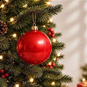 Bolas de Natal em Tubo - Vermelho - Perolado - 10cm - 6 unidades - Cromus - Rizzo