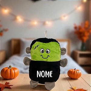 Pelúcia Frankstein Personalizado com Nome - Verde e Preto - Halloween - 20cm - 1 unidade - Rizzo